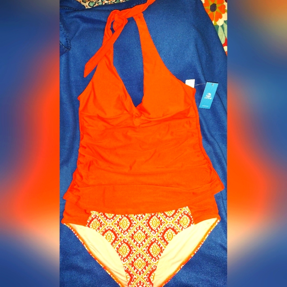 Cupshe 2 Pc Orange Halter Swimwear